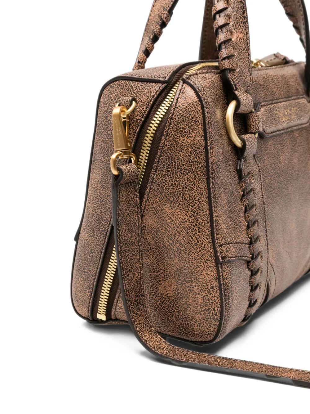 The Bridge Shopper met craquelé-effect en festonsteek-afwerking Bruin