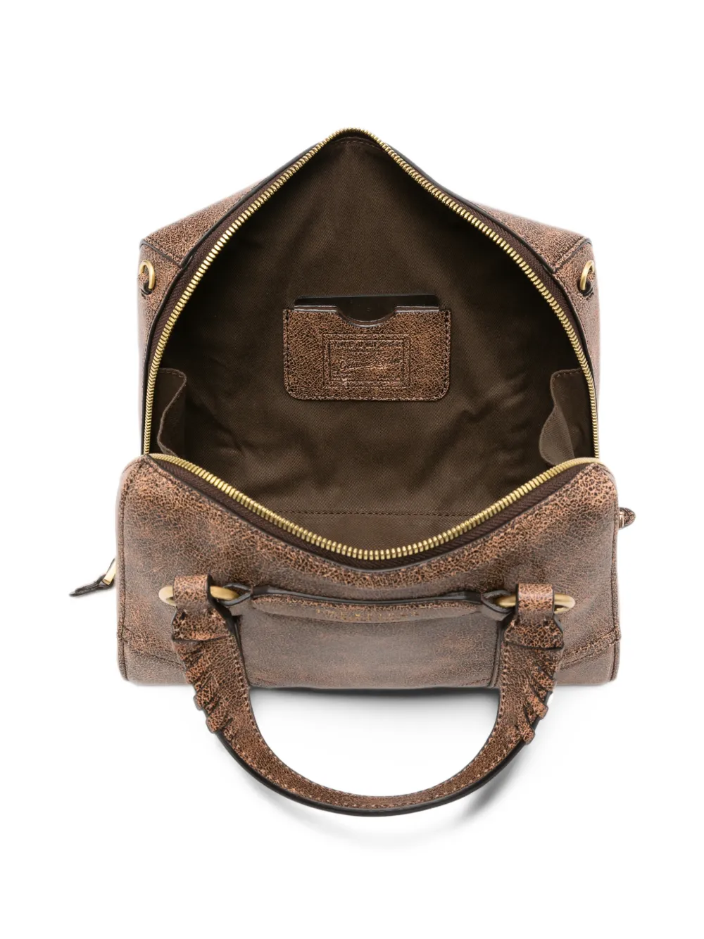 The Bridge Shopper met craquelé-effect en festonsteek-afwerking Bruin