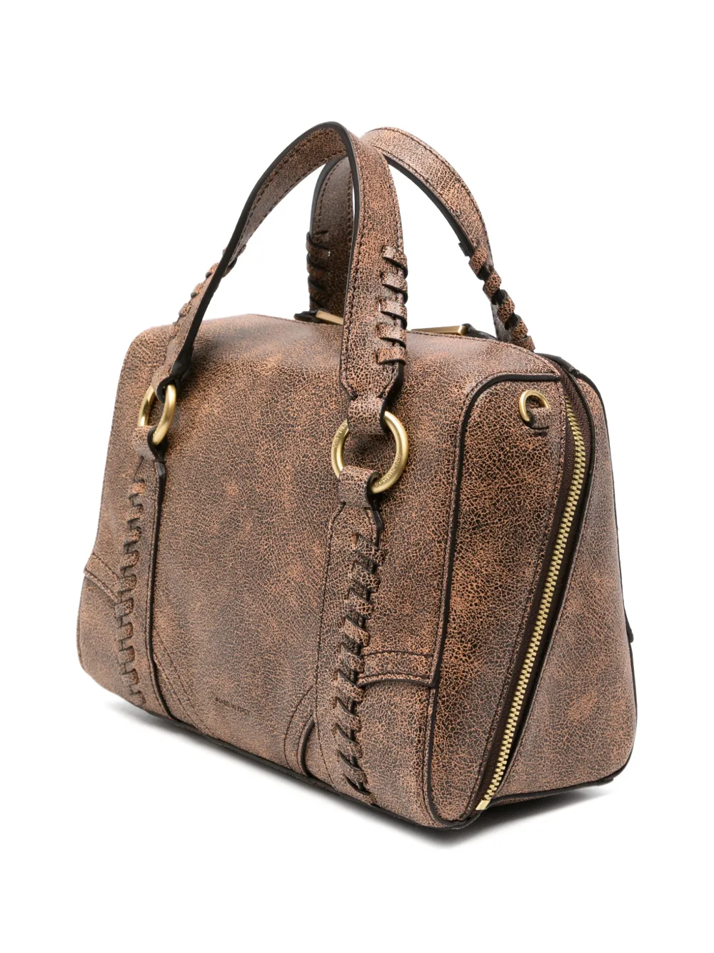 The Bridge Shopper met craquelé-effect en festonsteek-afwerking Bruin