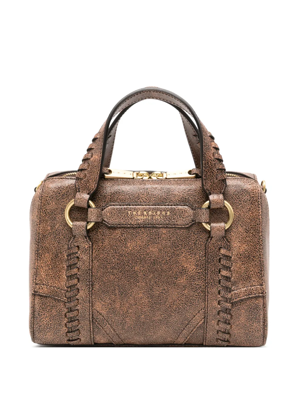 The Bridge Shopper met craquelé-effect en festonsteek-afwerking Bruin