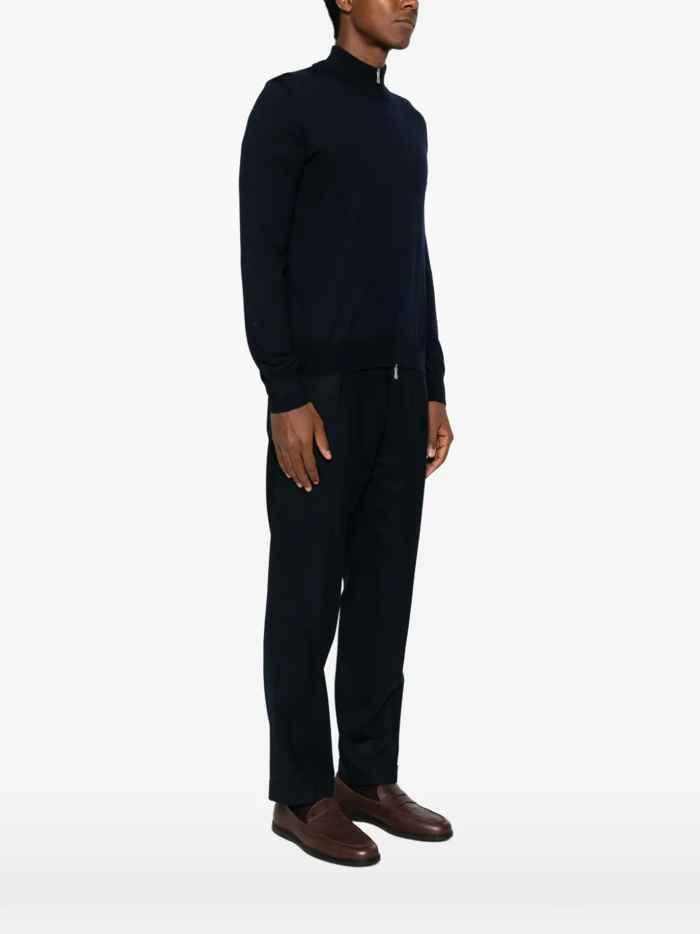 Tagliatore Raymond vest van scheerwol met rits Blauw