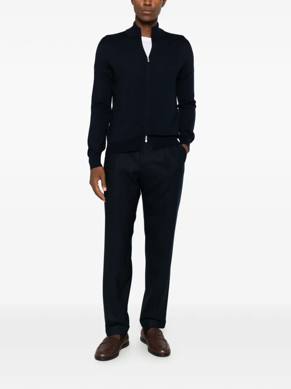 Tagliatore Raymond vest van scheerwol met rits Blauw