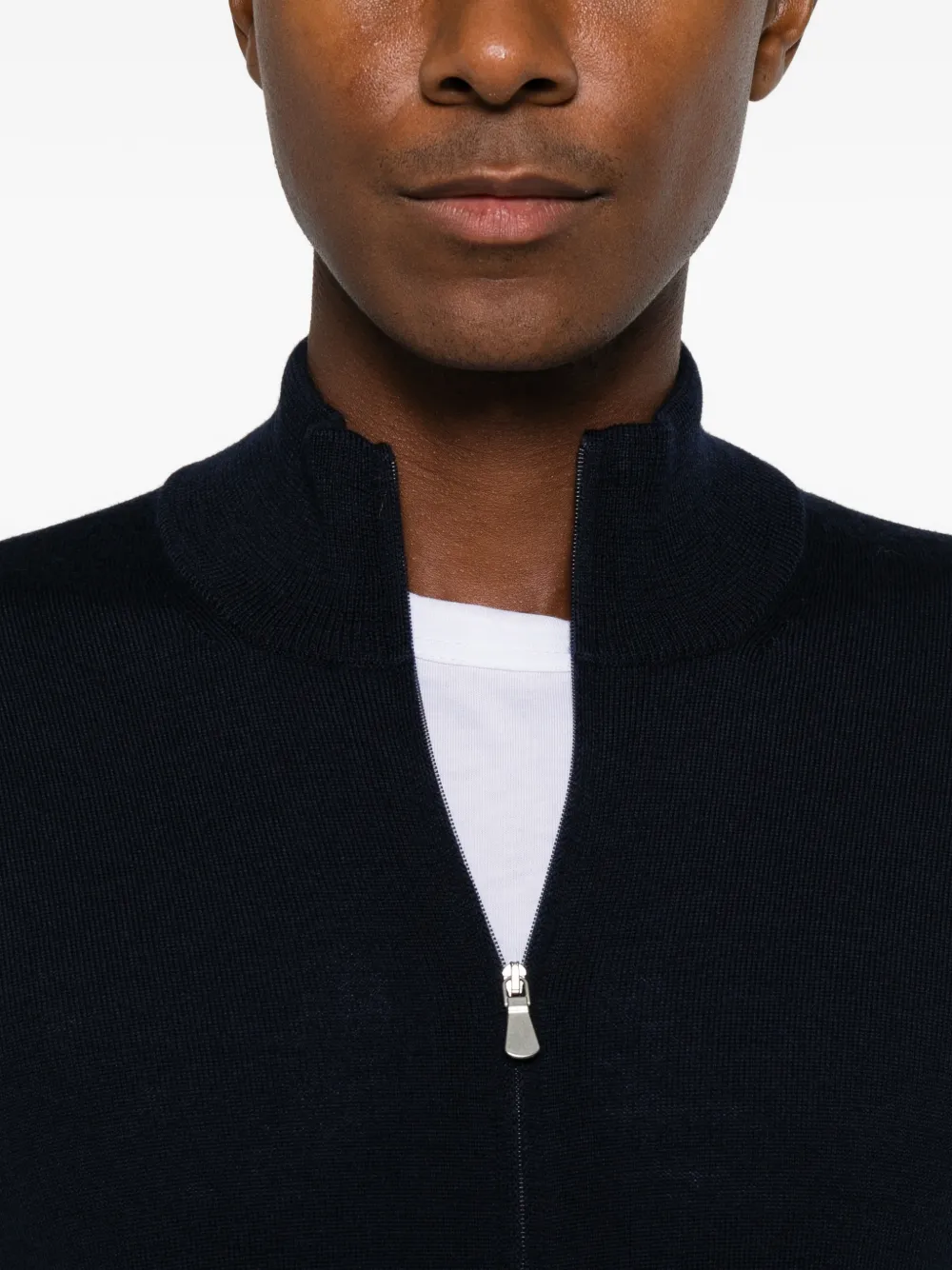 Tagliatore Raymond vest van scheerwol met rits Blauw
