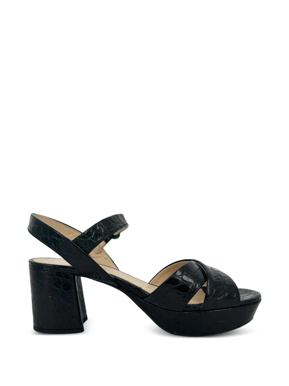 Prada Pre-Owned 2020s Sandalen mit Kroko-Effekt - Schwarz
