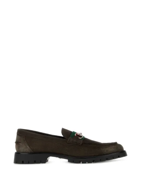Gucci mocasines Horsebit de piel con franja Web
