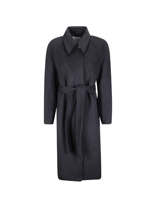 Studio Nicholson Belted Curved-shoulder Coat in Grey