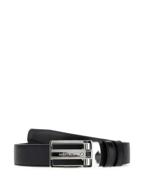 Montblanc Saffiano-effect plate-buckle belt