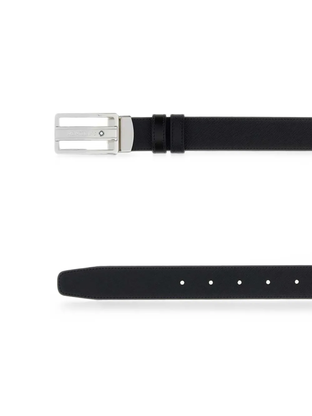 Montblanc Saffiano-effect plate-buckle belt Zwart
