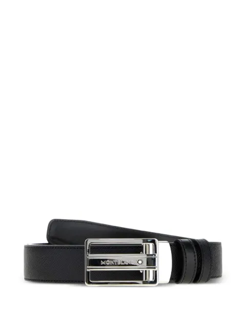 Montblanc Saffiano-effect plate-buckle belt