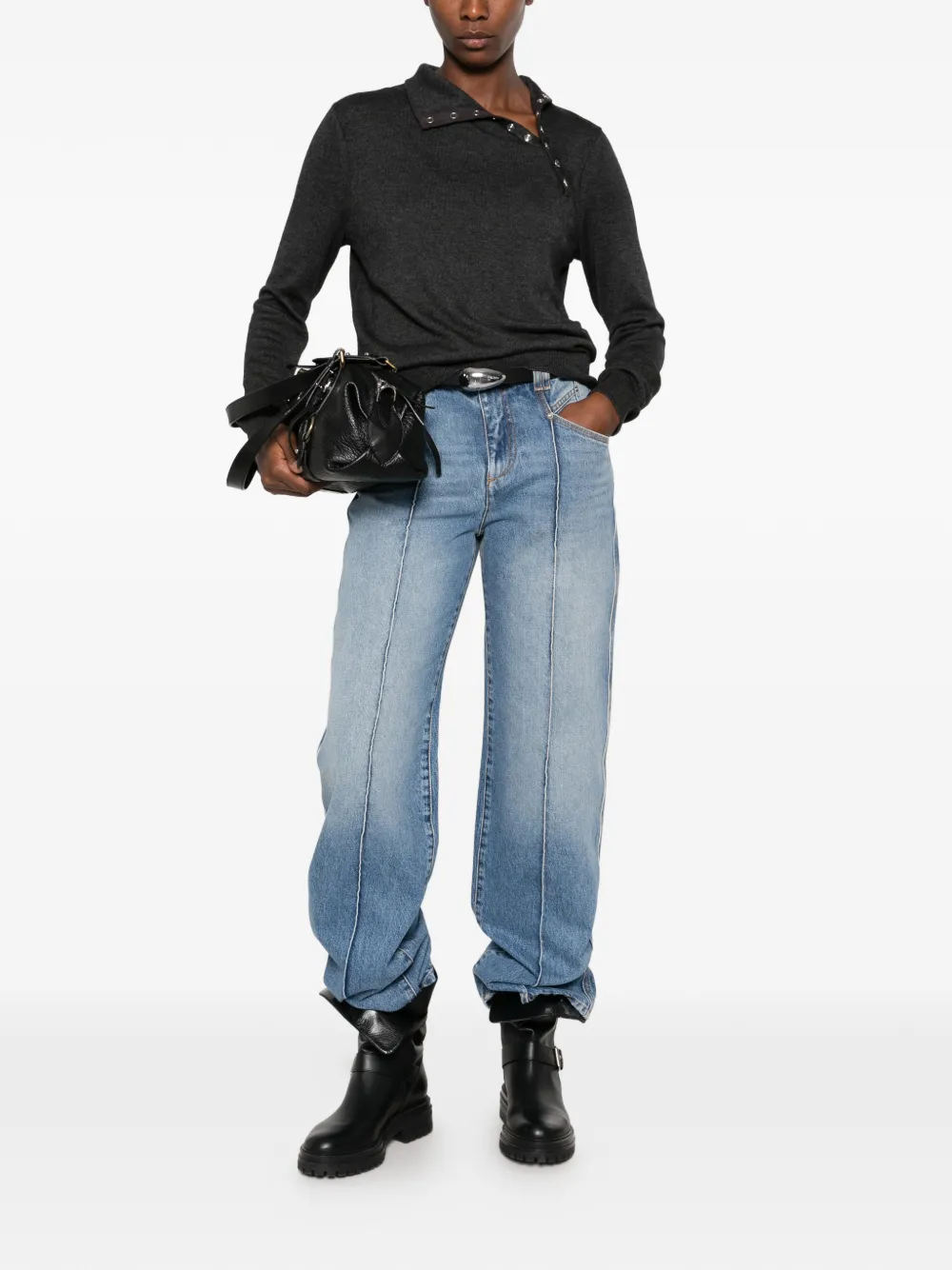 ISABEL MARANT Latissa seam-detail straight-leg jeans Blauw