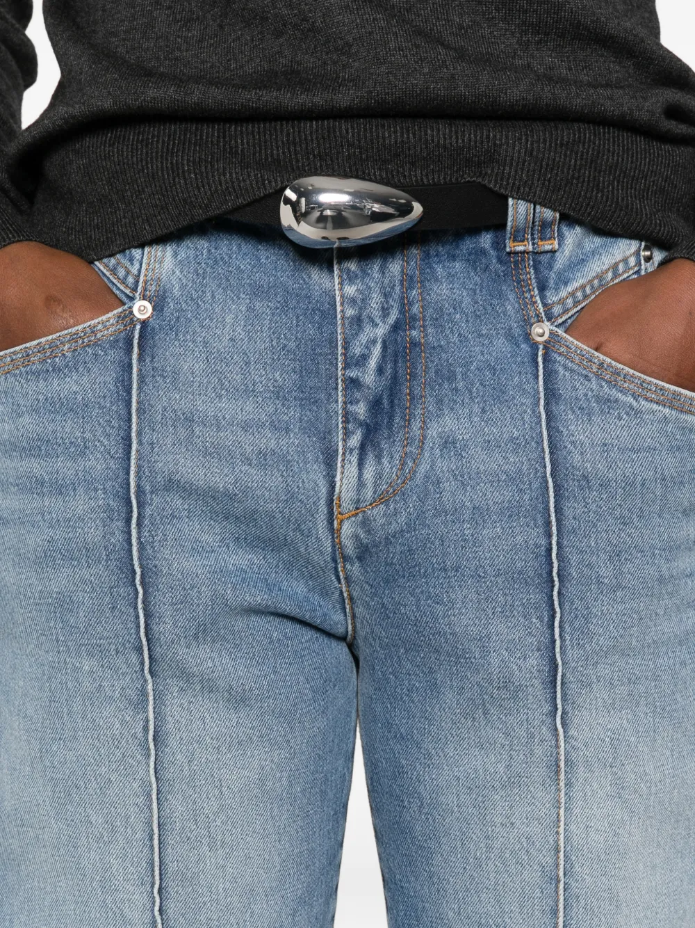 ISABEL MARANT Latissa seam-detail straight-leg jeans Blauw
