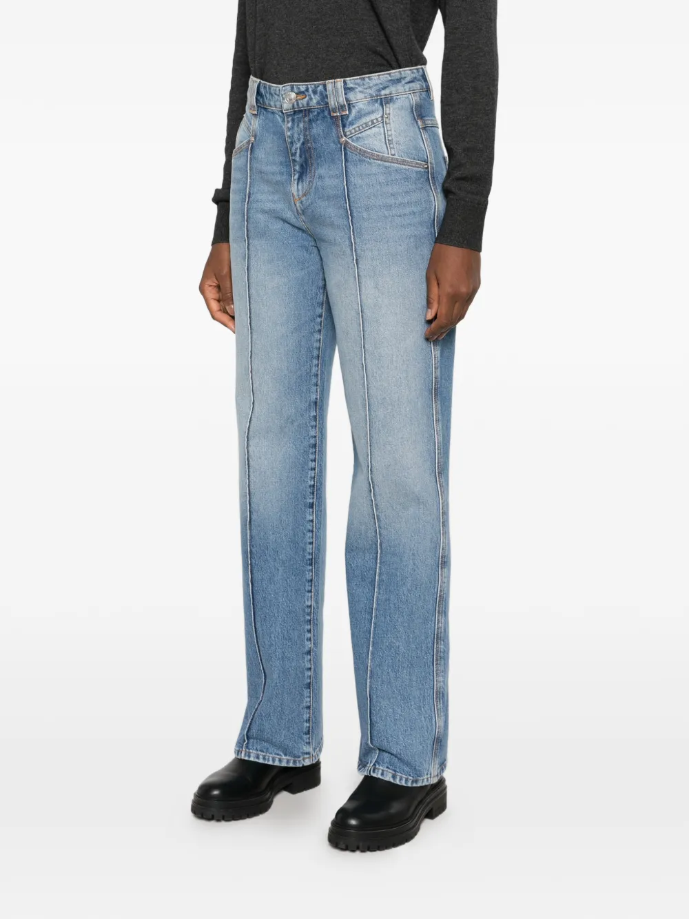 ISABEL MARANT Latissa seam-detail straight-leg jeans Blauw