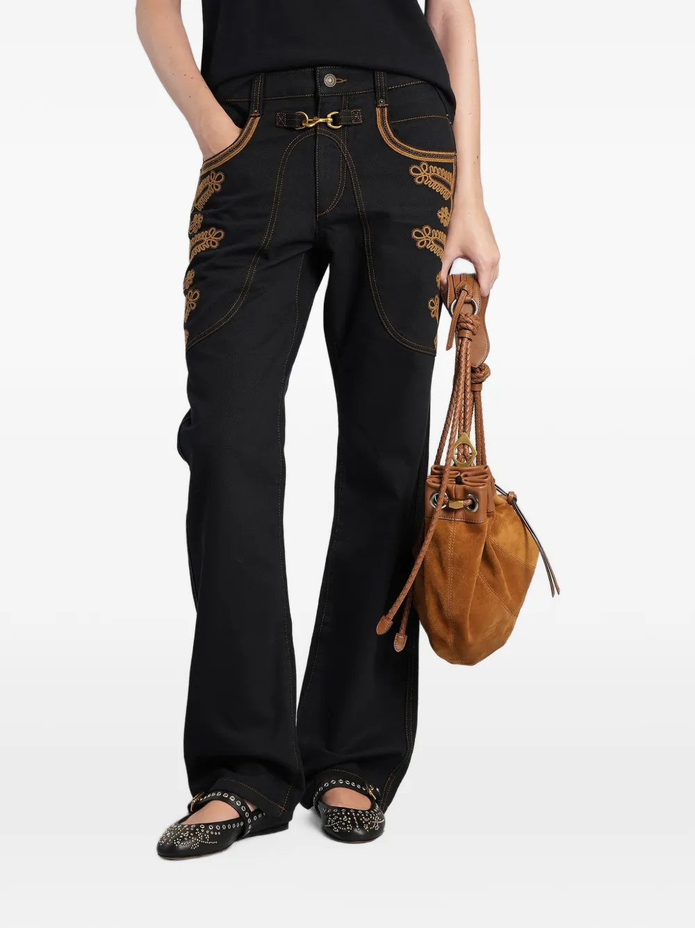 MARANT ÉTOILE embroidered denim jeans - Nero