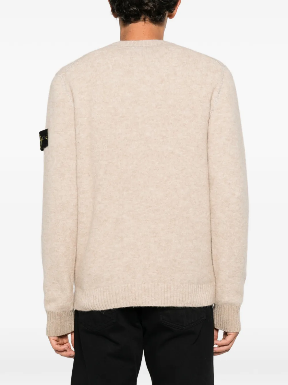 Stone Island logo-patch long-sleeve sweater Beige