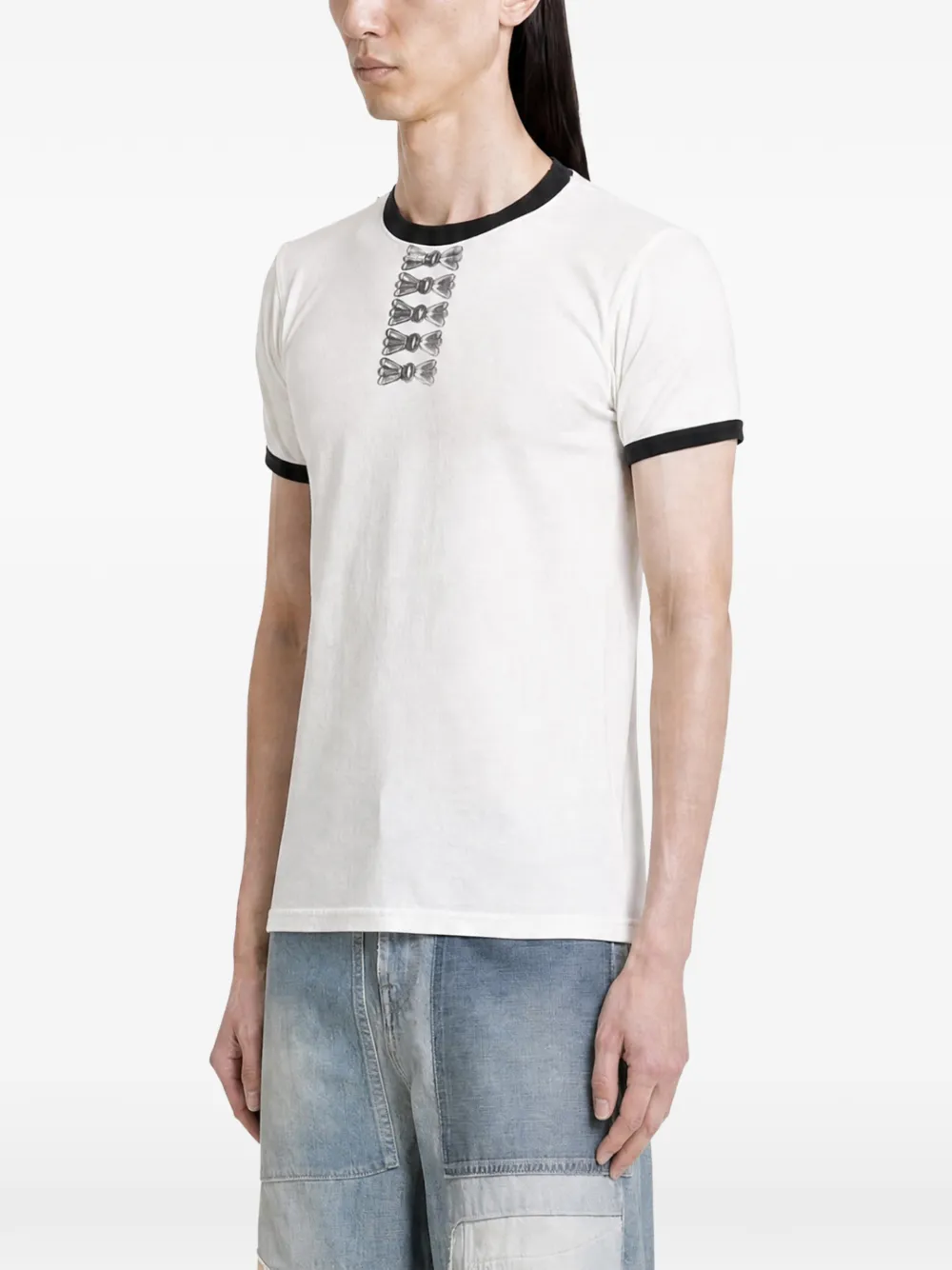 KAPITAL T-shirt met grafische print en contrasterende afwerking Wit