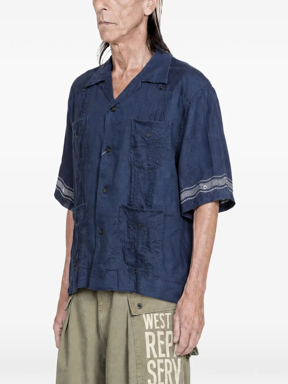 KAPITAL Cuba linnen overhemd Blauw