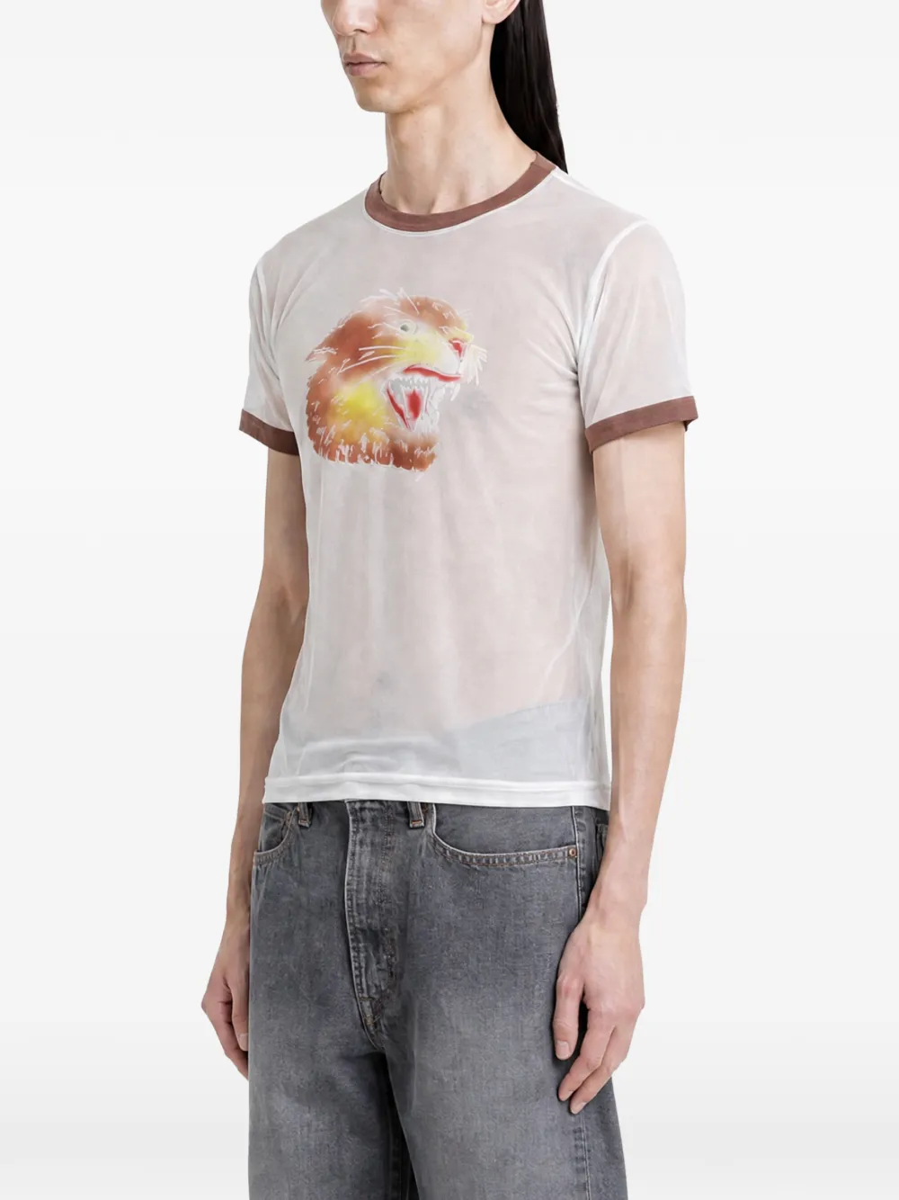 KAPITAL Anger Leopard doorzichtig T-shirt Wit