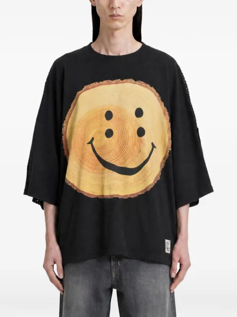 KAPITAL Tree Trunk Rainbow mesh-panel T-shirt