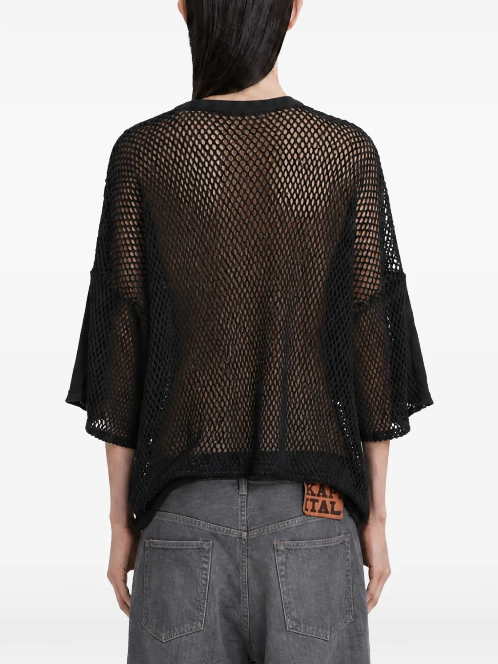KAPITAL Tree Trunk Rainbow T-shirt met vlak van mesh Zwart