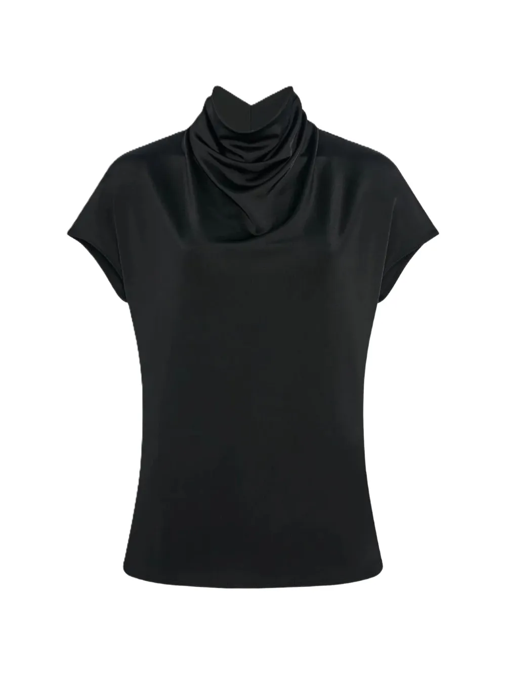 Another Tomorrow cowl-neck cap-sleeve top - Nero
