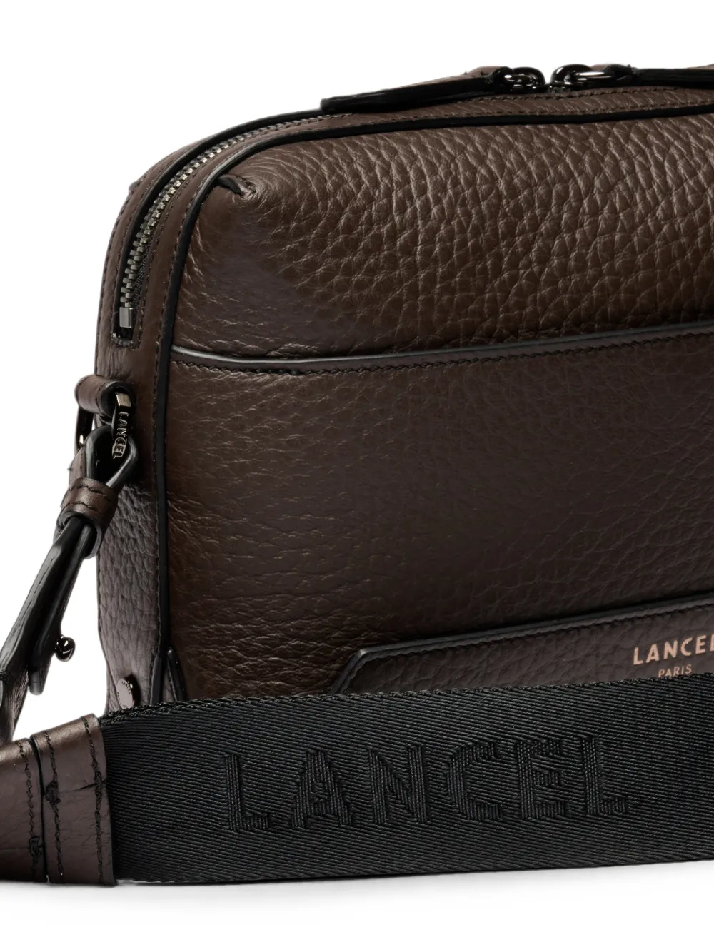 Lancel medium Milo grained leather camera bag Bruin