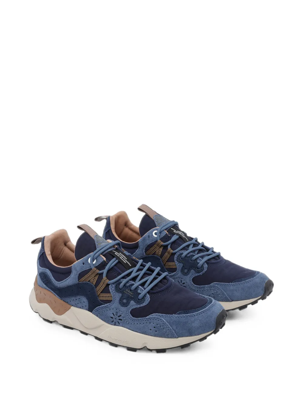 FLOWER MOUNTAIN Yamano 3 suede-panelled sneakers Blauw