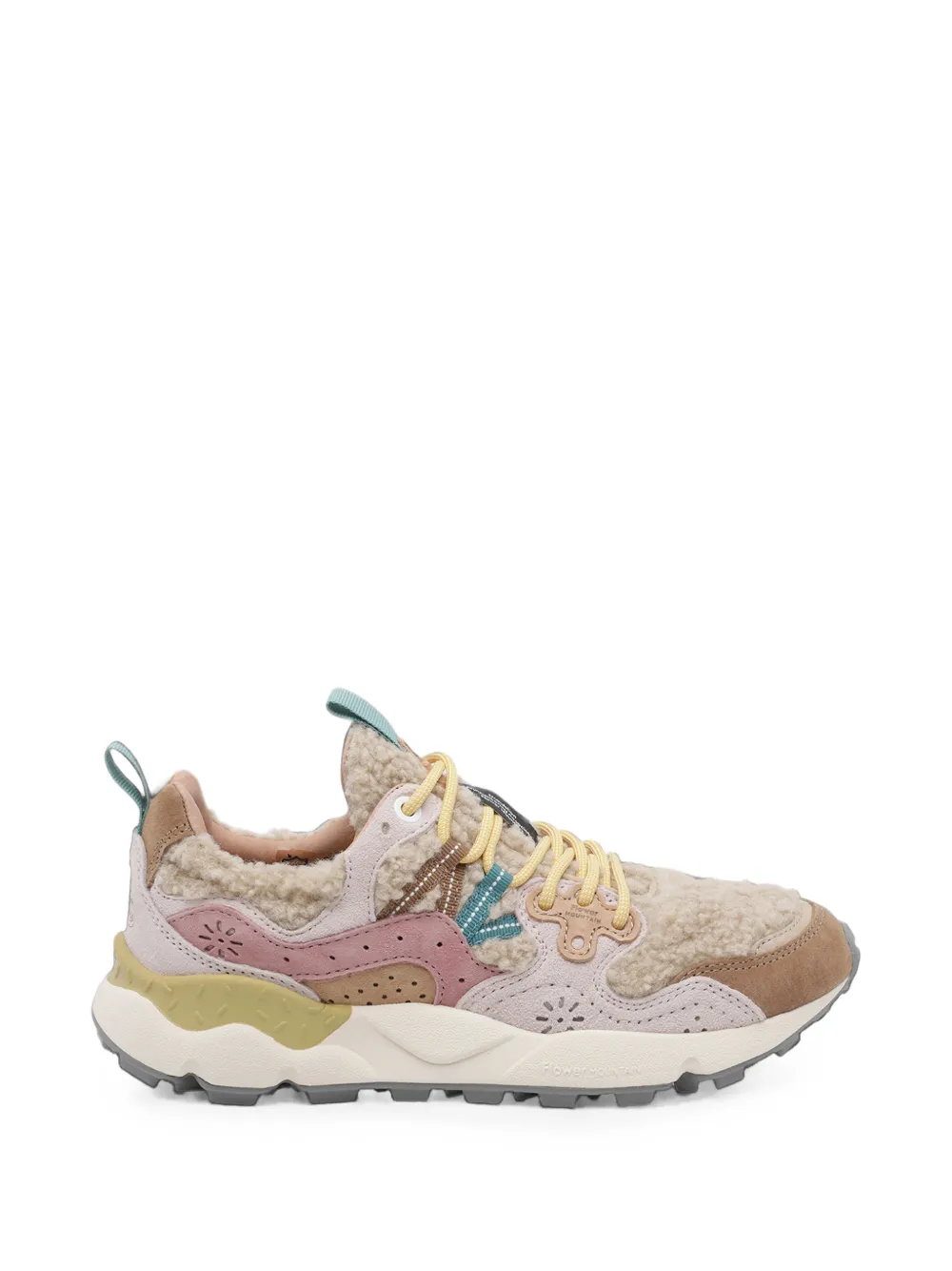 FLOWER MOUNTAIN Yamano 3 shearling-effect panelled sneakers