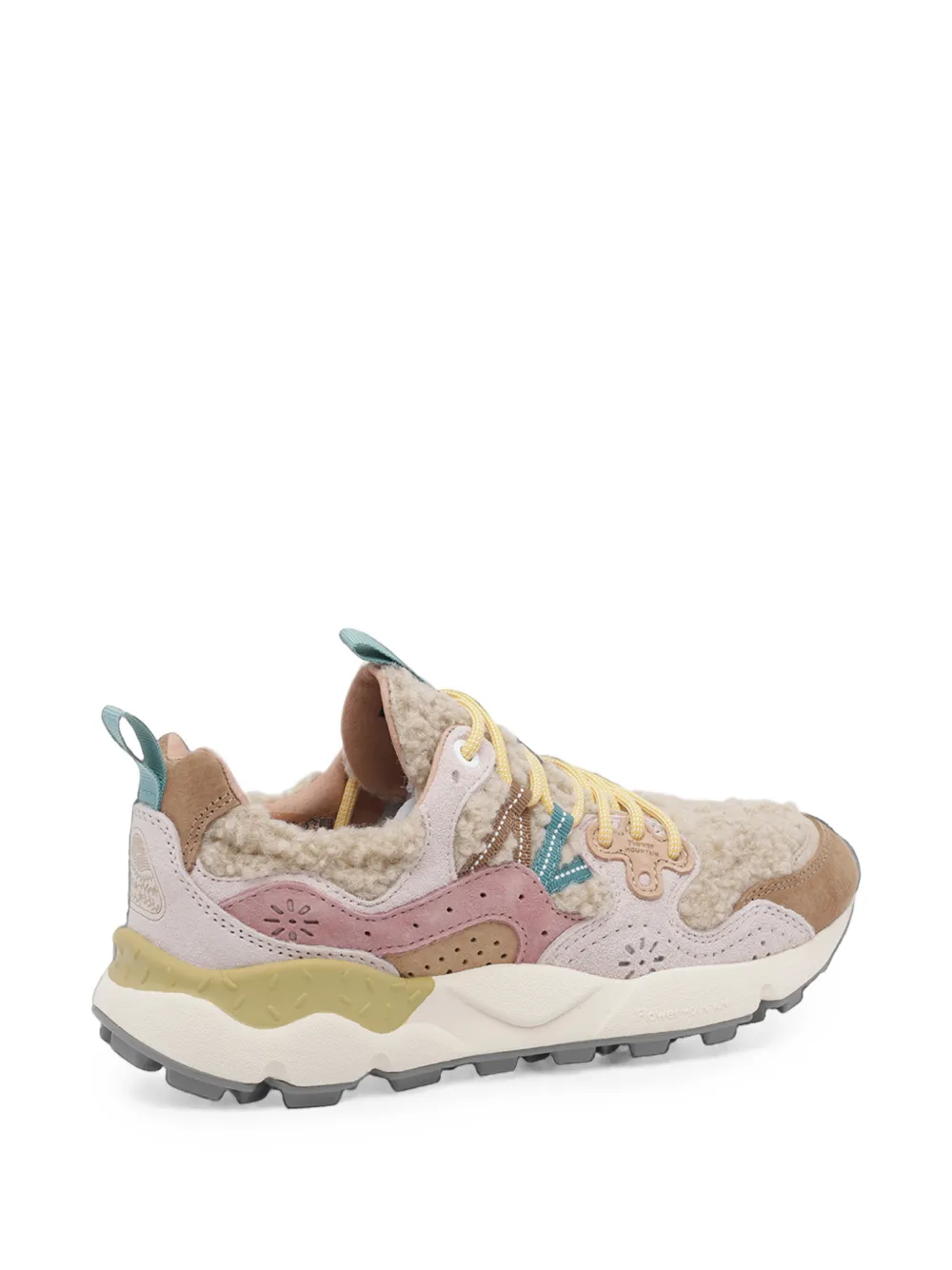 FLOWER MOUNTAIN Yamano 3 shearling-effect panelled sneakers Beige
