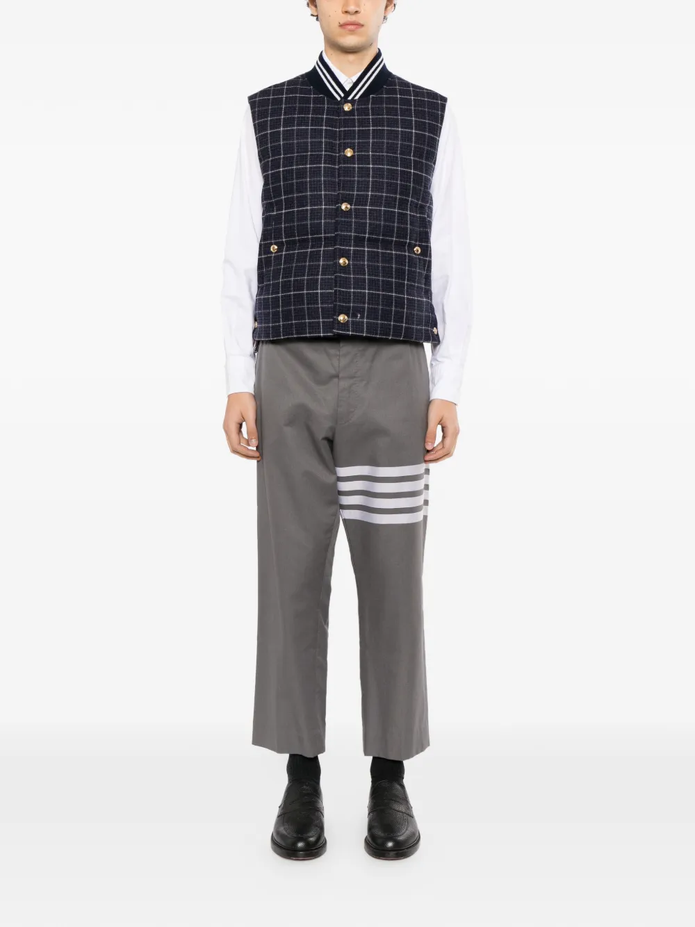 Thom Browne Bodywarmer met donsvulling en drukknoopsluiting Blauw