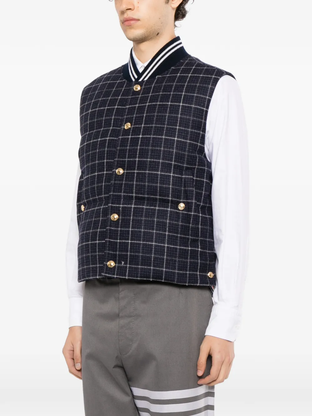 Thom Browne Bodywarmer met donsvulling en drukknoopsluiting Blauw