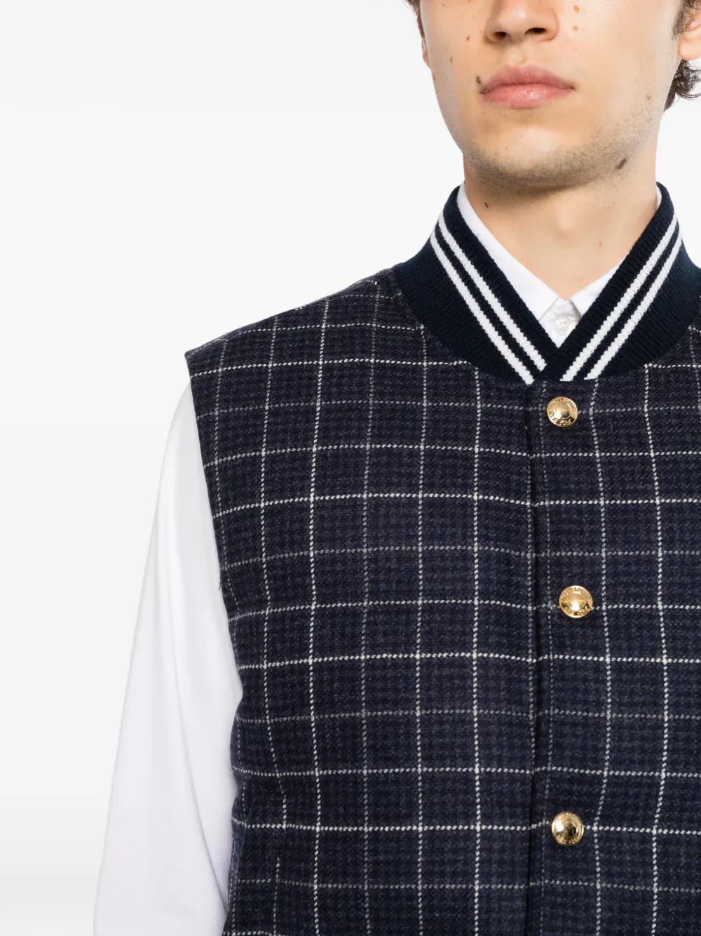 Thom Browne Bodywarmer met donsvulling en drukknoopsluiting Blauw