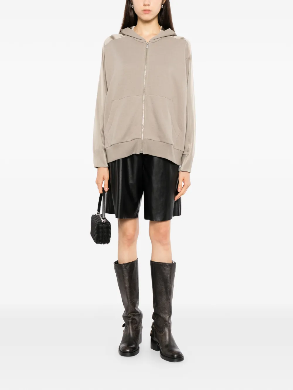 Undercover panelled zip-up hoodie Beige