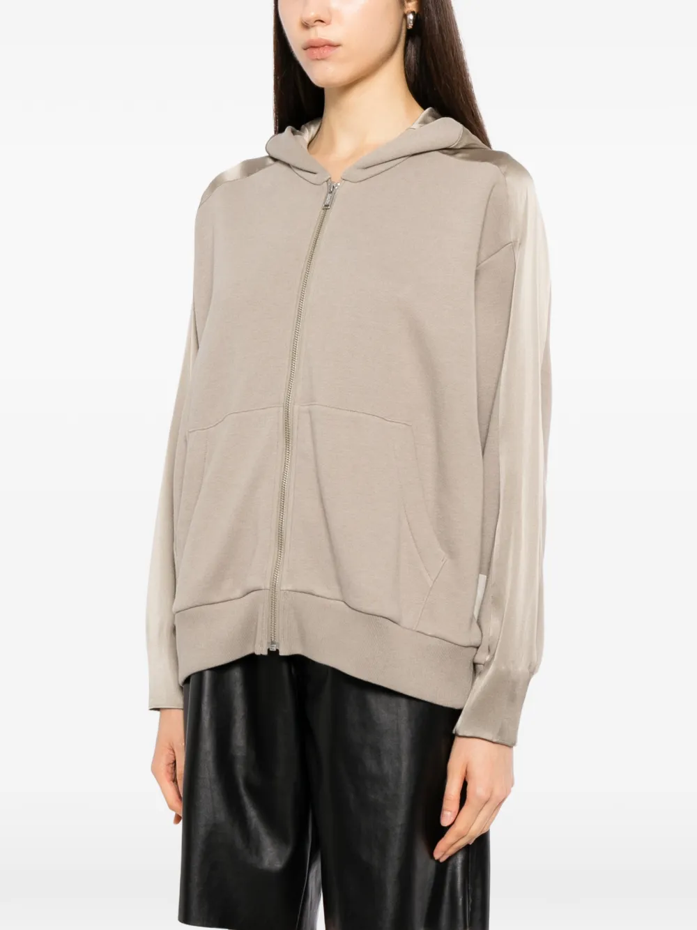 Undercover panelled zip-up hoodie Beige