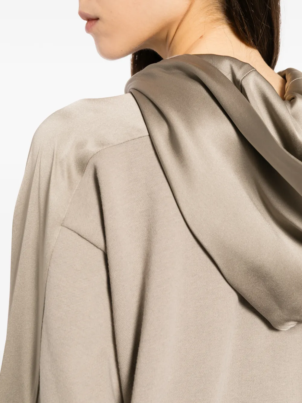Undercover panelled zip-up hoodie Beige