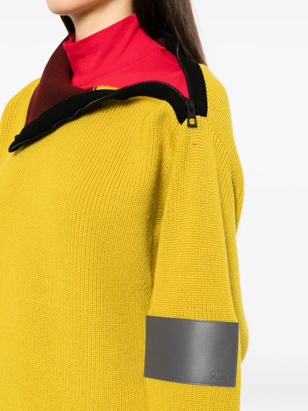 LOEWE zip-detail ribbed sweater Geel