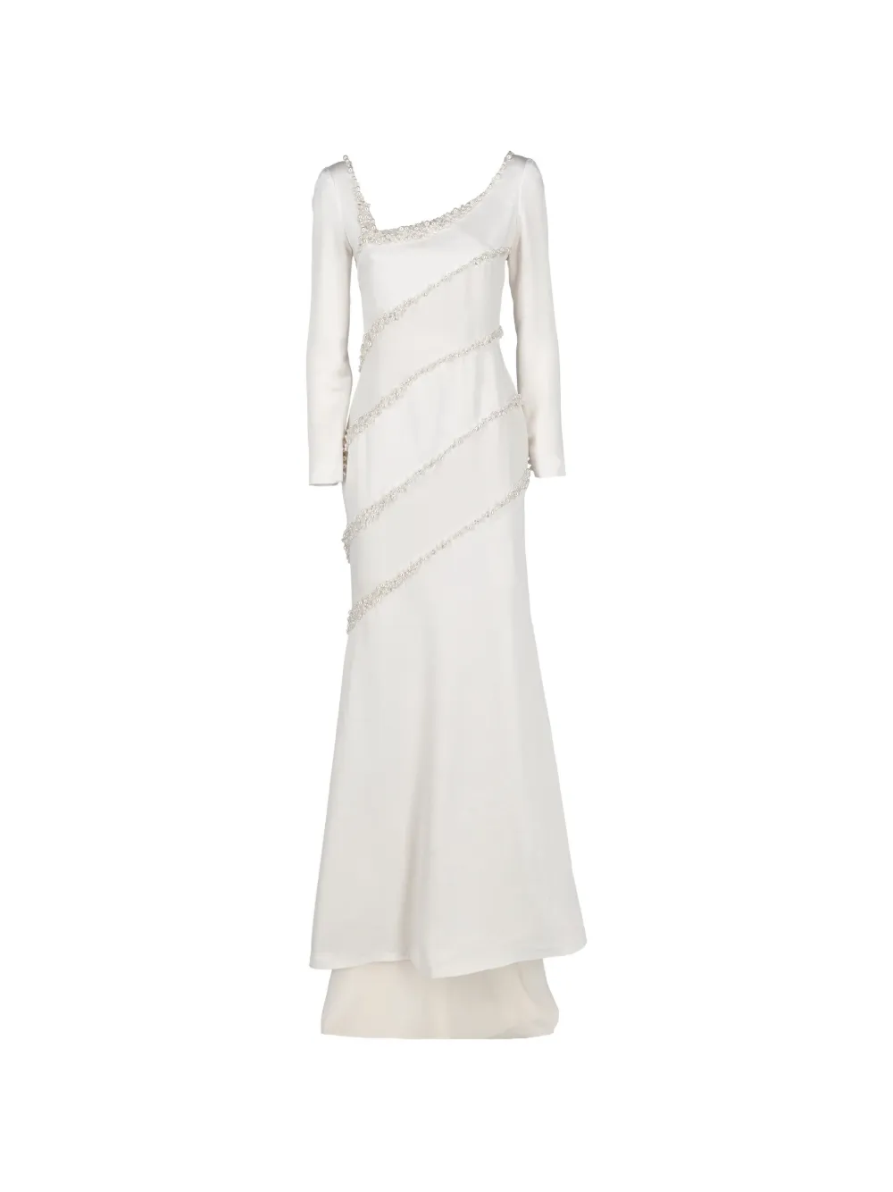 Pre-owned Vintage Asymmetric Maxi Dress In White
