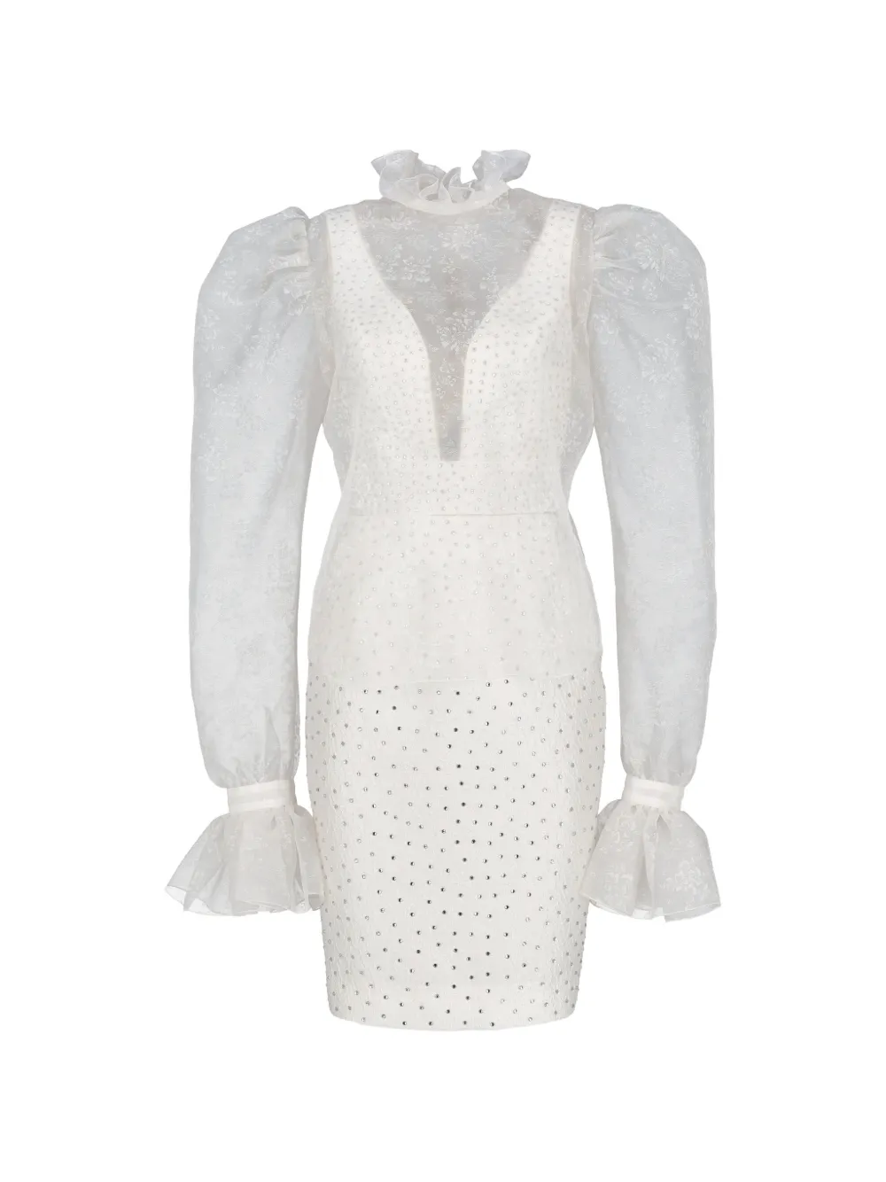 Vintage Verziertes Kleid-Set mit Rüschen (3er-Set) - Weiß