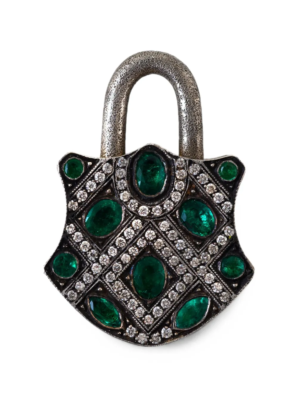 Sevan Bıçakçı green garnet and diamond padlock pendant - women - 24K Yellow Gold/Sterling Silver/Yellow Diamond/Brown Diamond/White Diamond/Green...