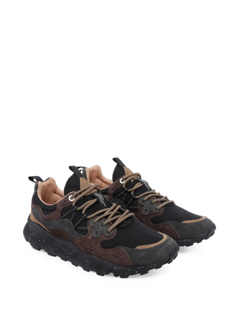 FLOWER MOUNTAIN Yamano 3 suede-panelled low-top sneakers Zwart