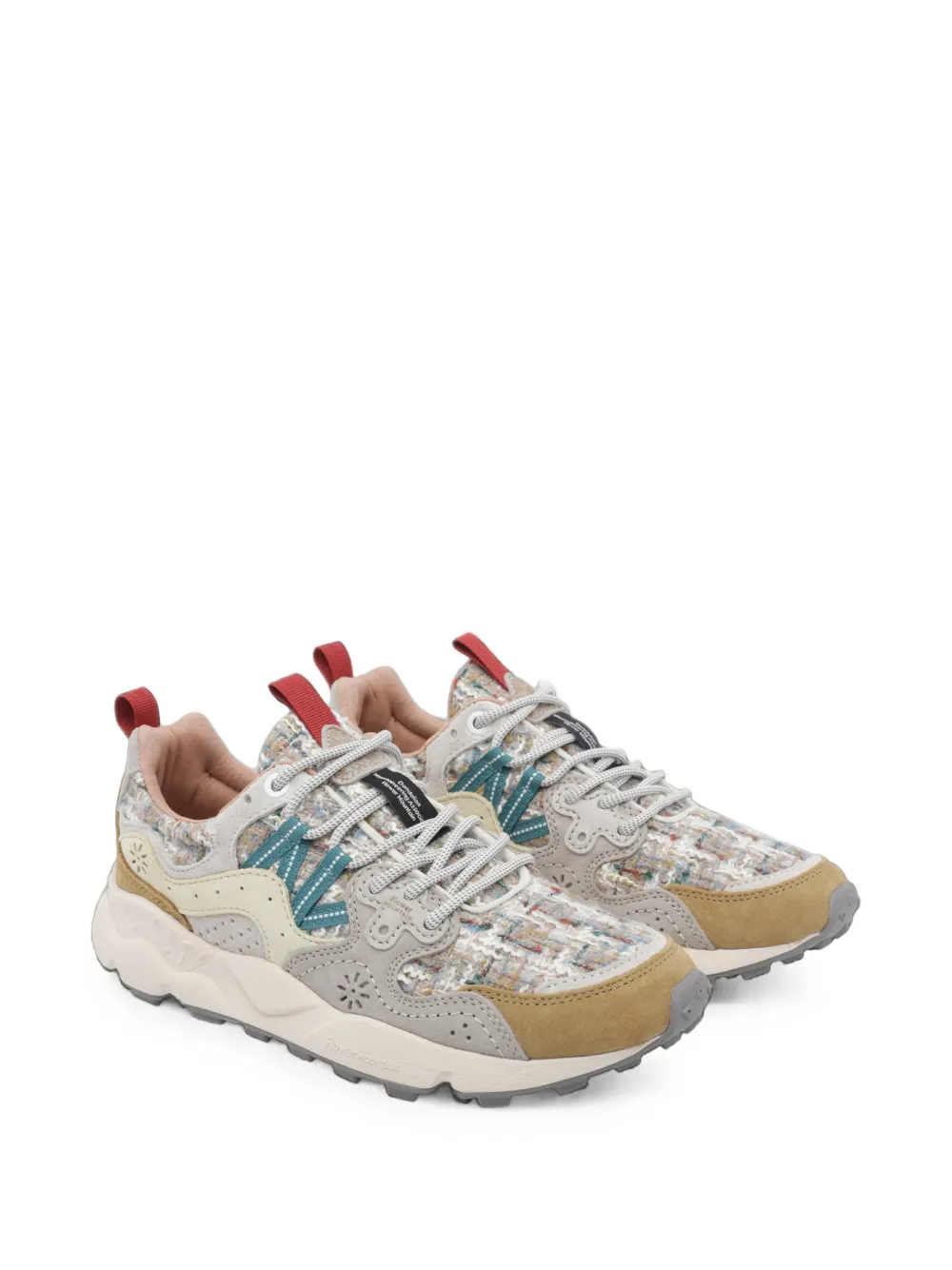 FLOWER MOUNTAIN Yamano 3 bouclé-panelled suede sneakers Beige