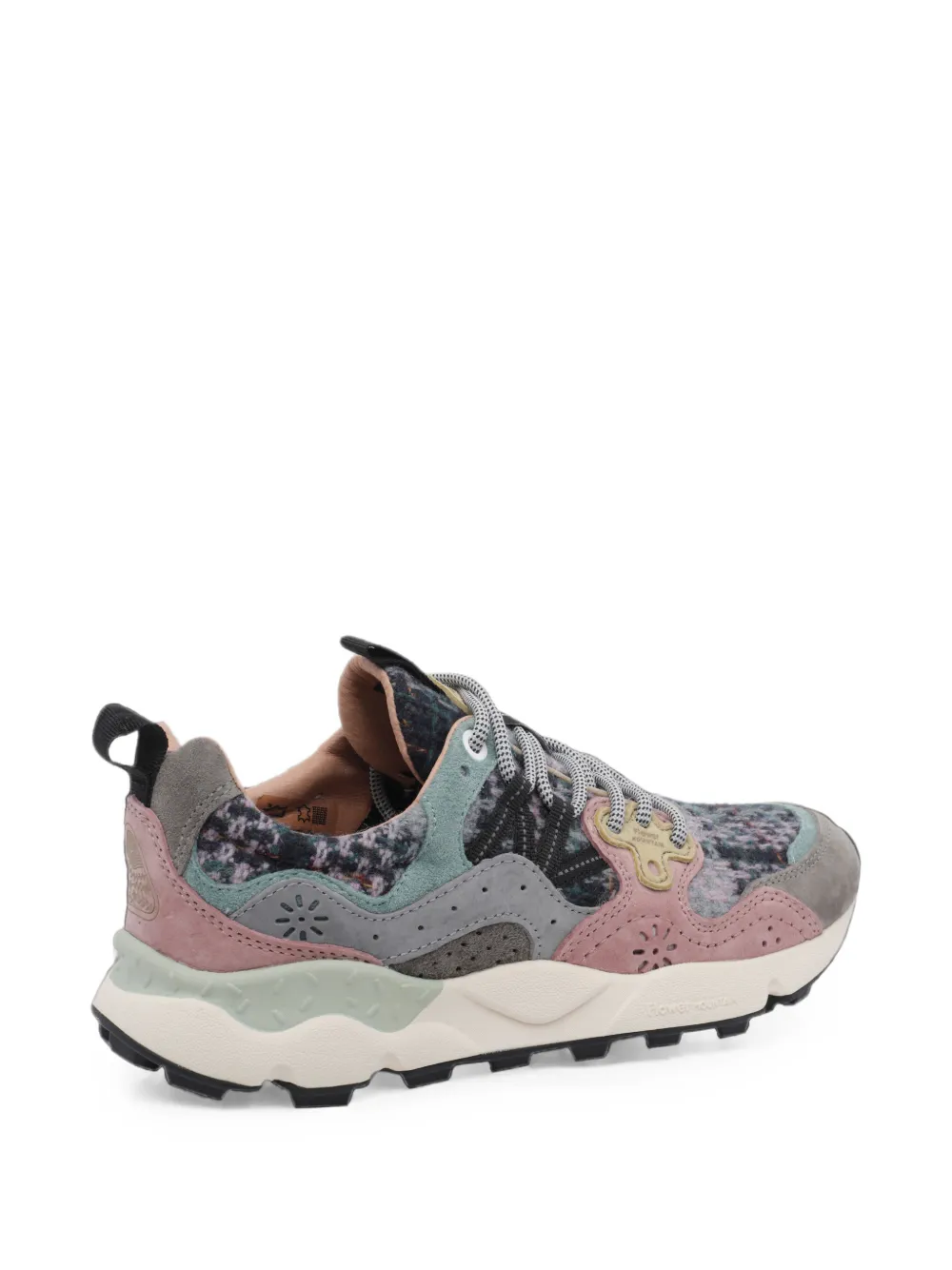 FLOWER MOUNTAIN suede-panelled tweed sneakers Grijs