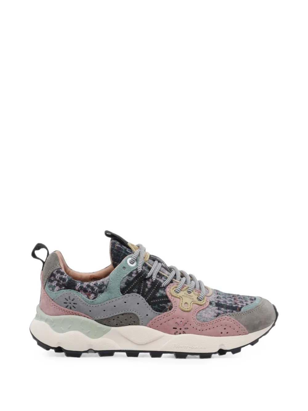 FLOWER MOUNTAIN suede-panelled tweed sneakers