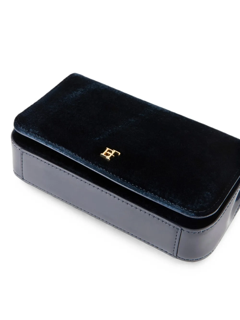 Elisabetta Franchi Fluwelen schoudertas met krokodillen-print Blauw