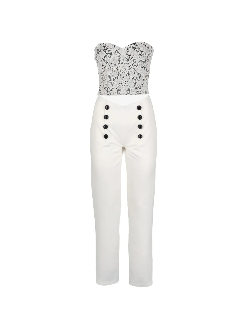 Vintage lace-overlay trousers set (set of two) - White