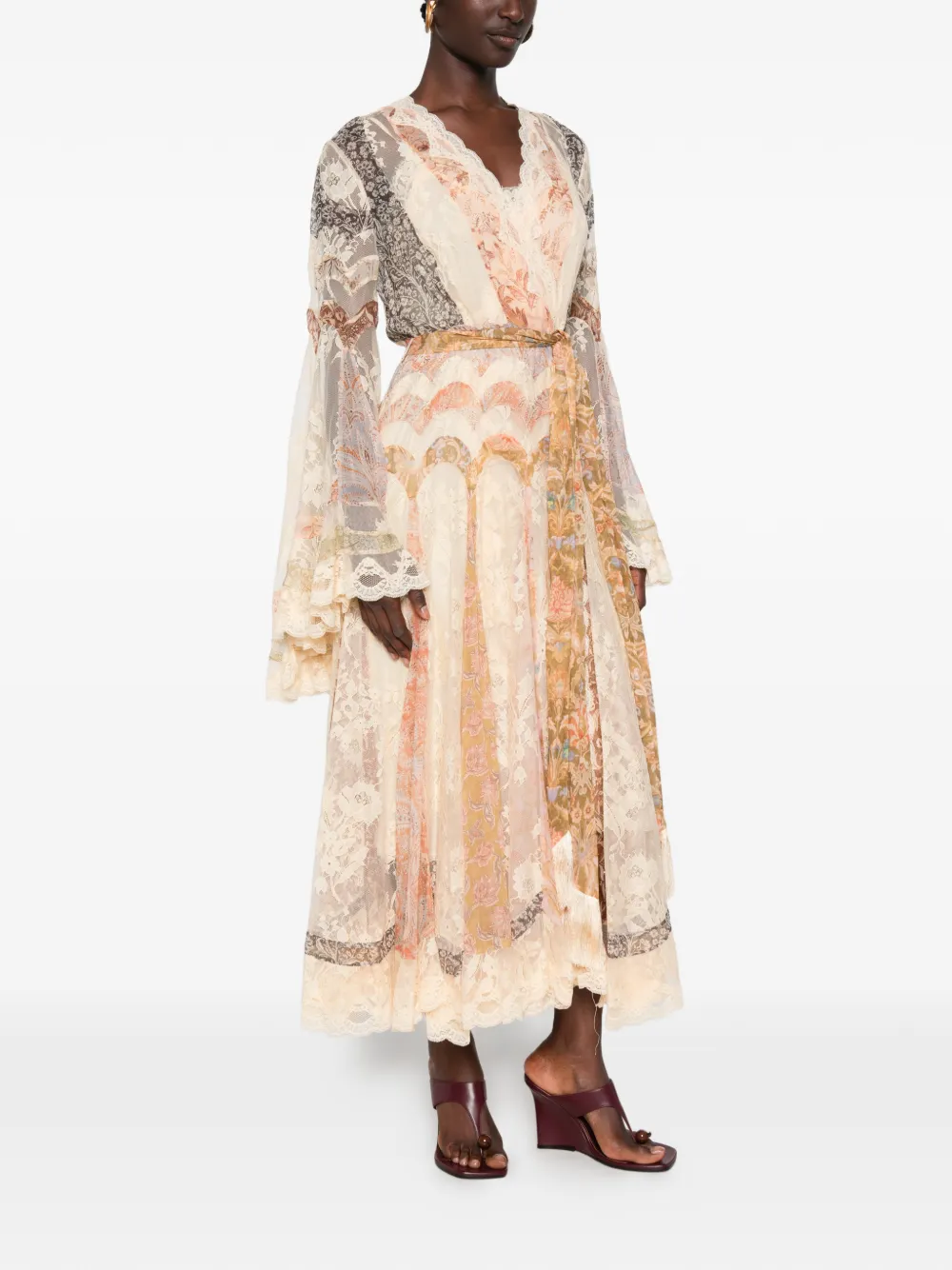 ZIMMERMANN Valiant panelled midi dress Beige