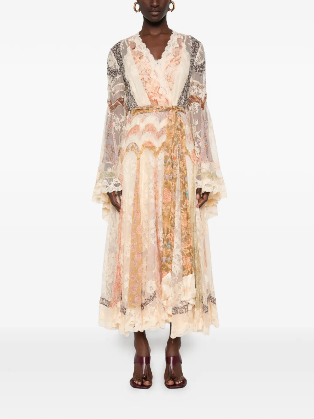 ZIMMERMANN Valiant panelled midi dress Beige