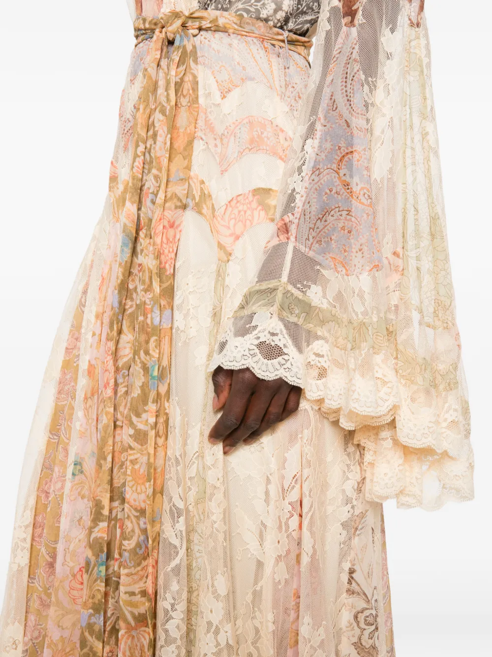 ZIMMERMANN Valiant panelled midi dress Beige