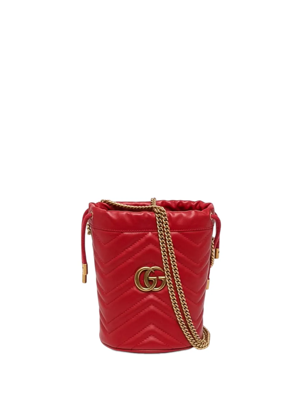 Gucci Pre-Owned petit sac seau GG Marmont en cuir d'agneau Matelassé (2016-2026) - Rouge Gucci Pre-Owned petit sac seau GG Marmont en cuir d'agneau Matelassé (2016-2026) - Rouge