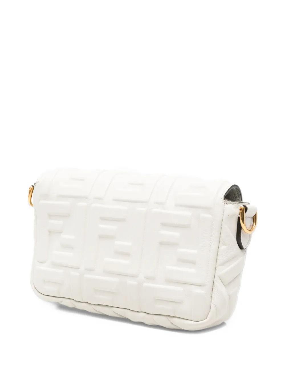 FENDI mini Baguette embossed-logo shoulder bag Wit