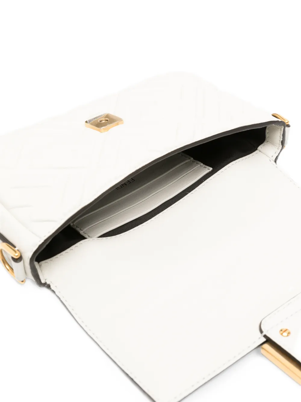 FENDI mini Baguette embossed-logo shoulder bag Wit